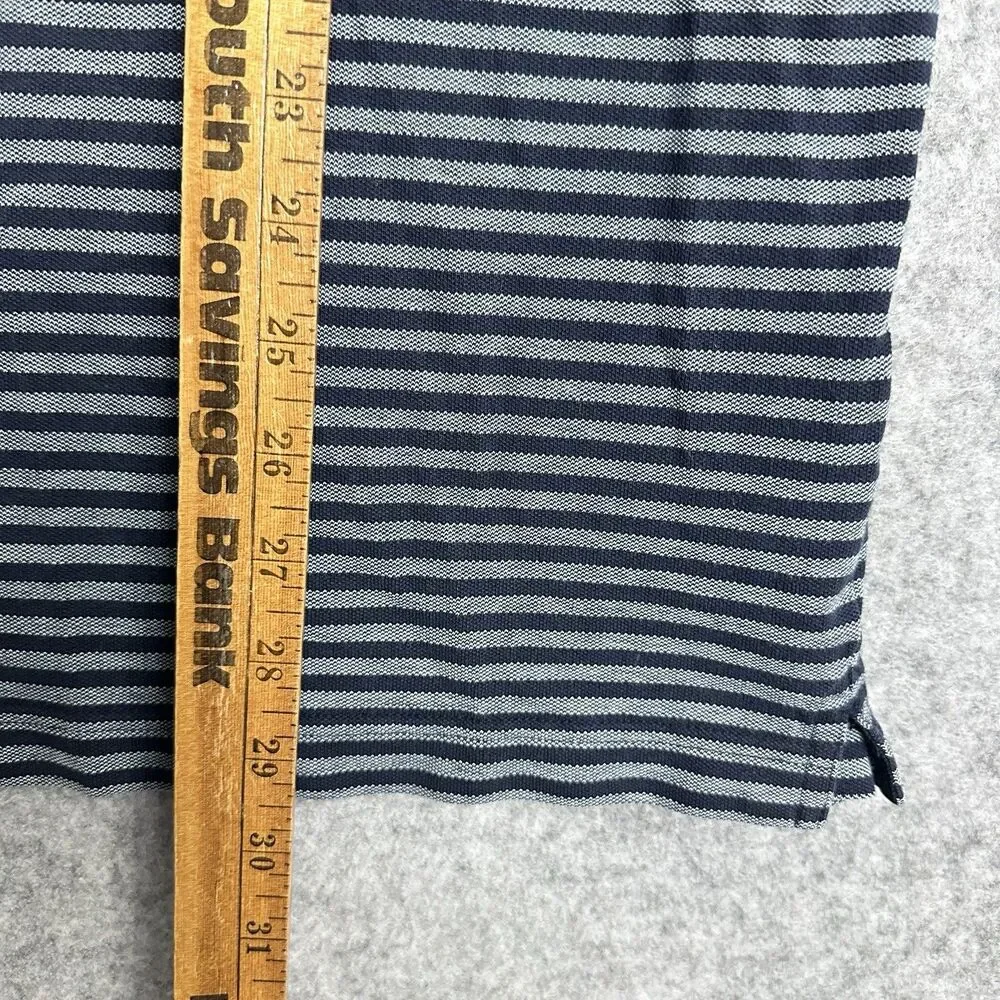Banana Republic Performance Pique Polo Shirt Mens XL Blue Striped Short Sleeve